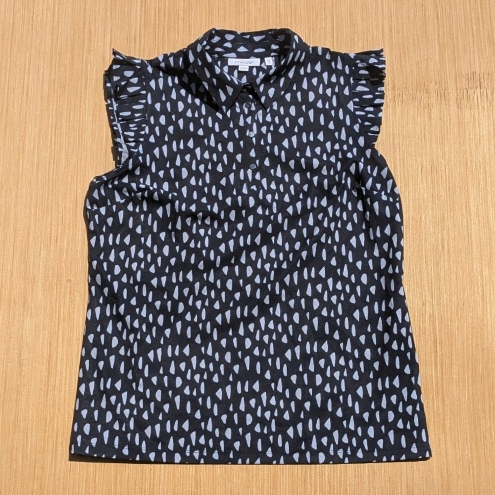 Chico's Blouse Top Women's‎ (0.5) 6 Career Business Casual Dark Academia Ruffle